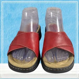 Eastland Red Leather Women's Slide Sandals Size 9M